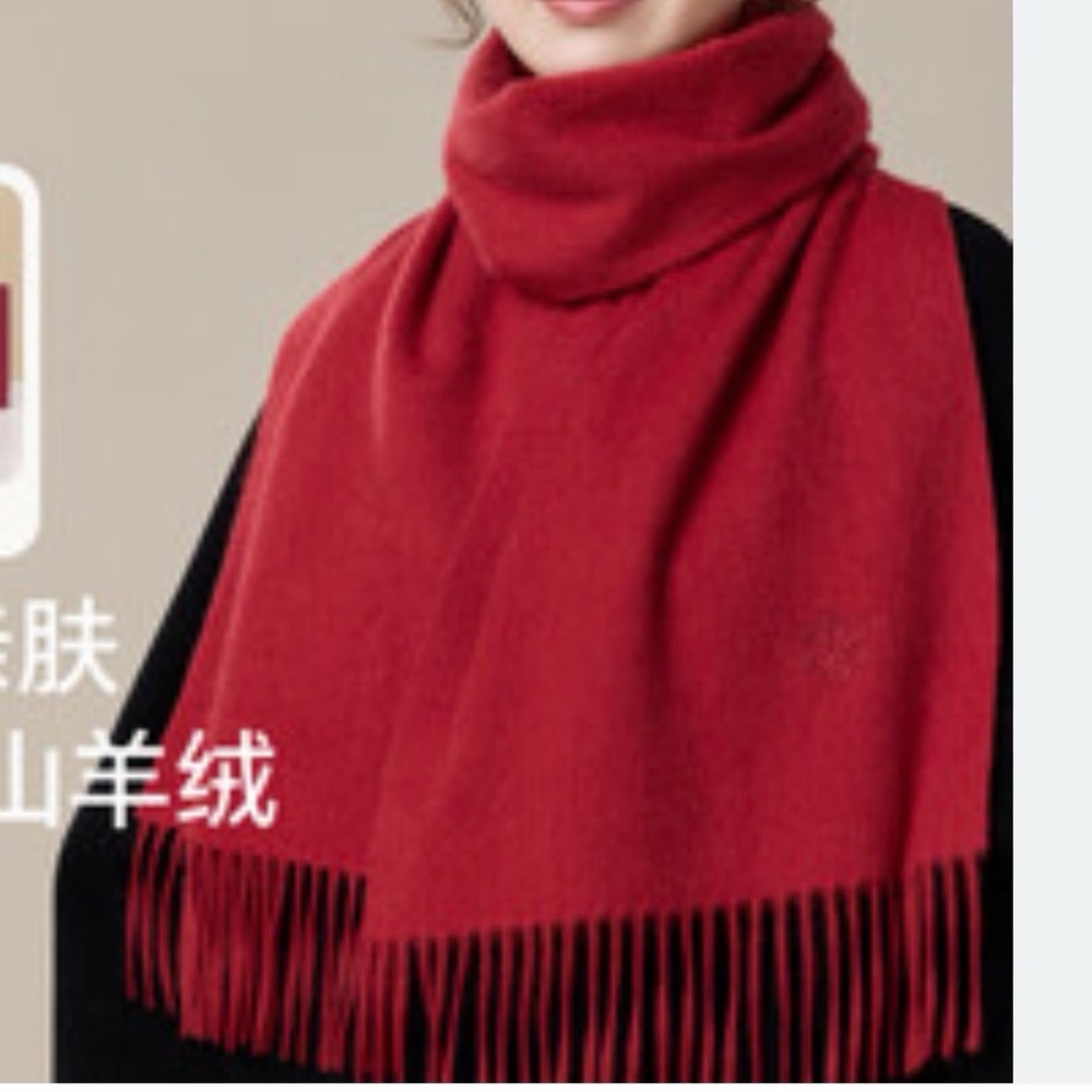 New Snow Lotus Cashmere red 100% cashmere unisex Scarf